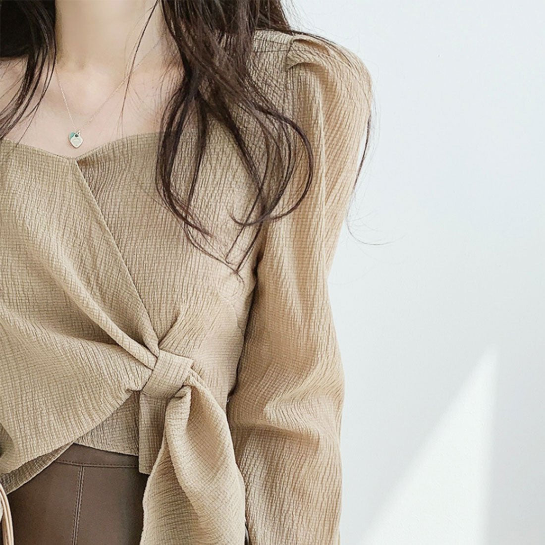 Amulet Washer Ribbon Blouse Long Sleeve Blouse Women's Fashion Women's Asymmetrical Tops Shirt Blouse Washer Ribbon Beautiful Adult Cute