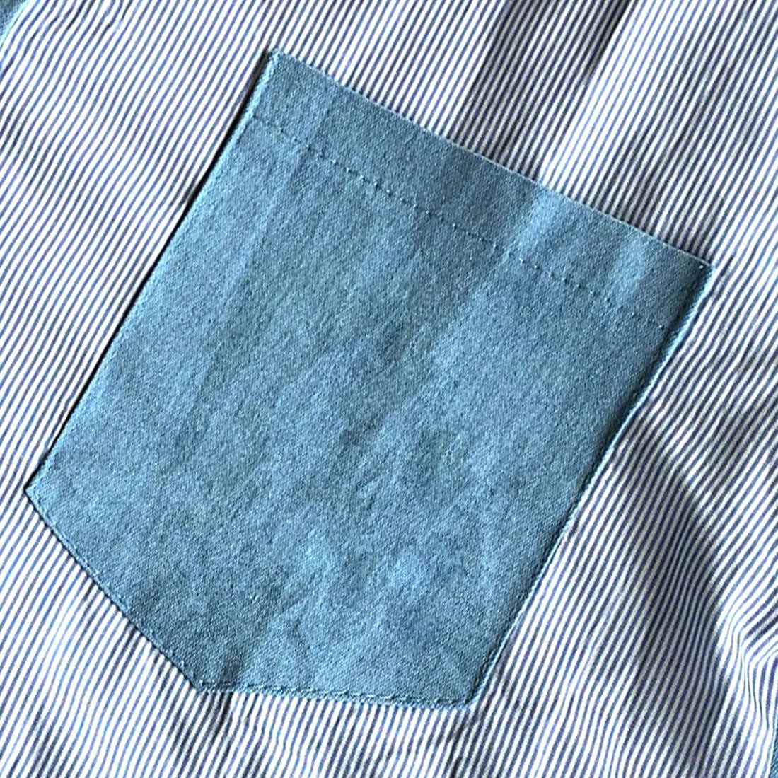 Amulet Denim-style patchwork blouse for women, shirt, long sleeves, top, autumn shirt, collared, striped, casual, adult, unique