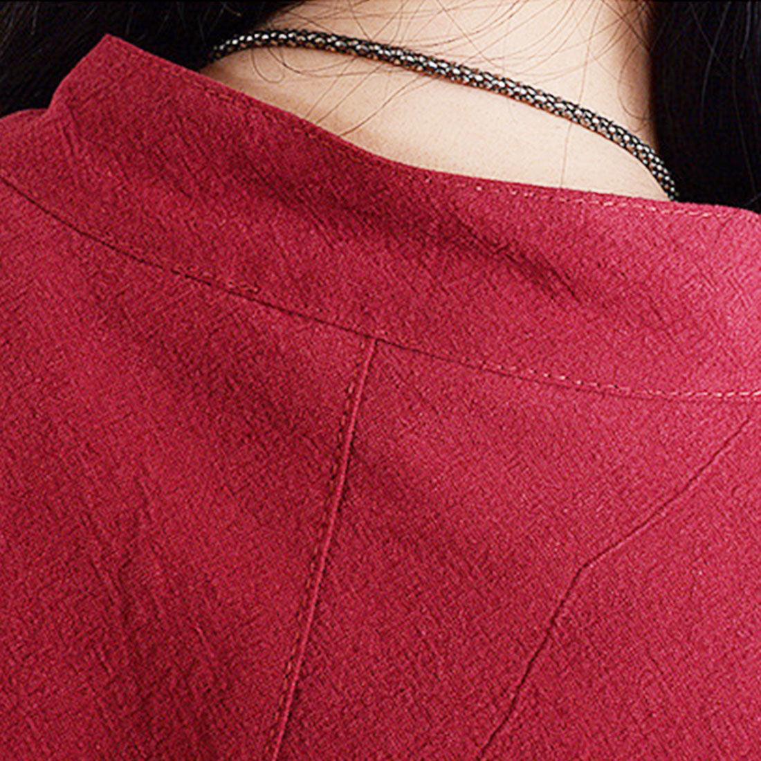 アミュレット Amulet ノーカラーシャツワンピース レディース 長袖 ひざ丈 無地 シンプル ゆったり ナチュラル