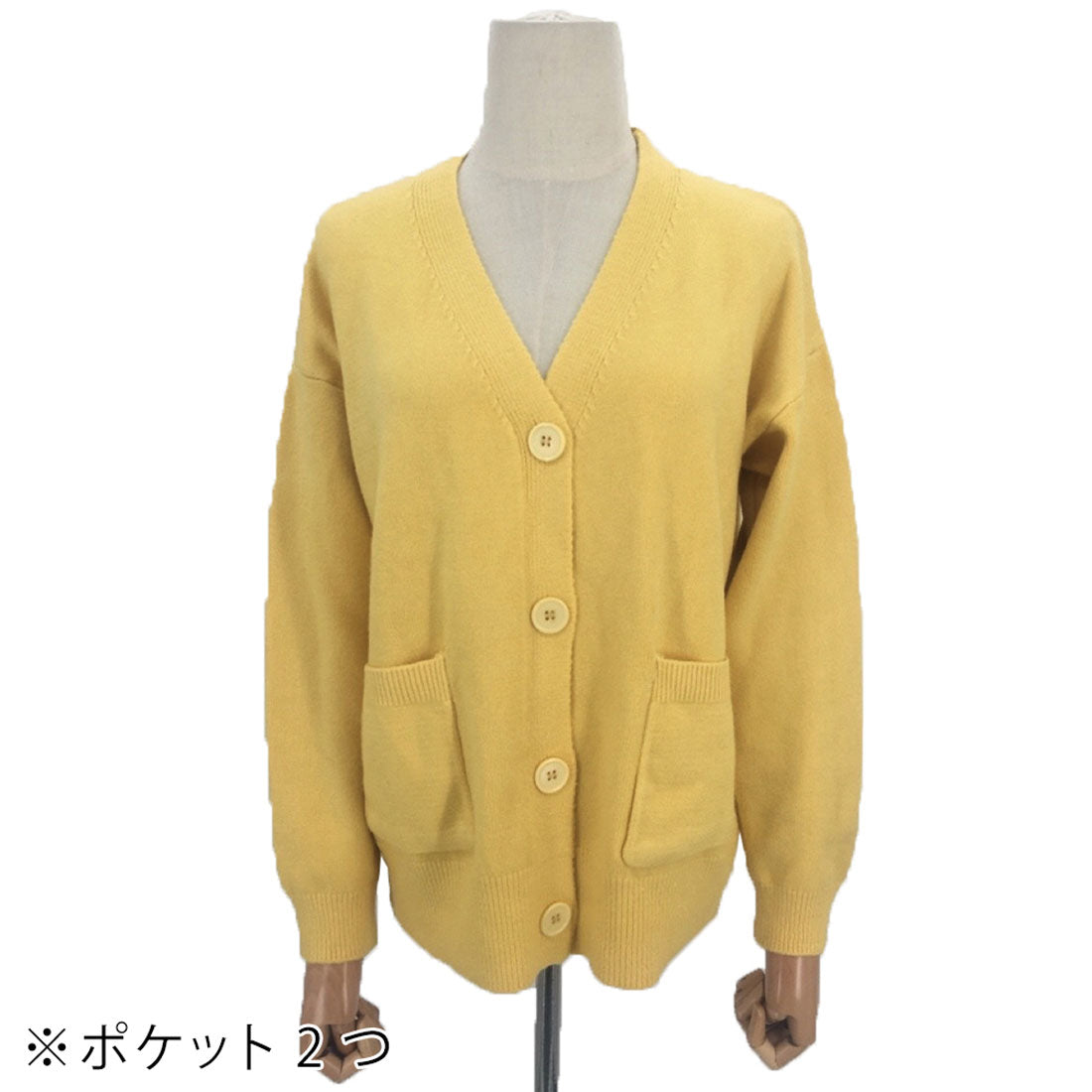 アミュレット Amulet ポケット付きニットカーディガン レディース Vネック 無地 温かい 色違い シンプル （ホワイト） ホワイト