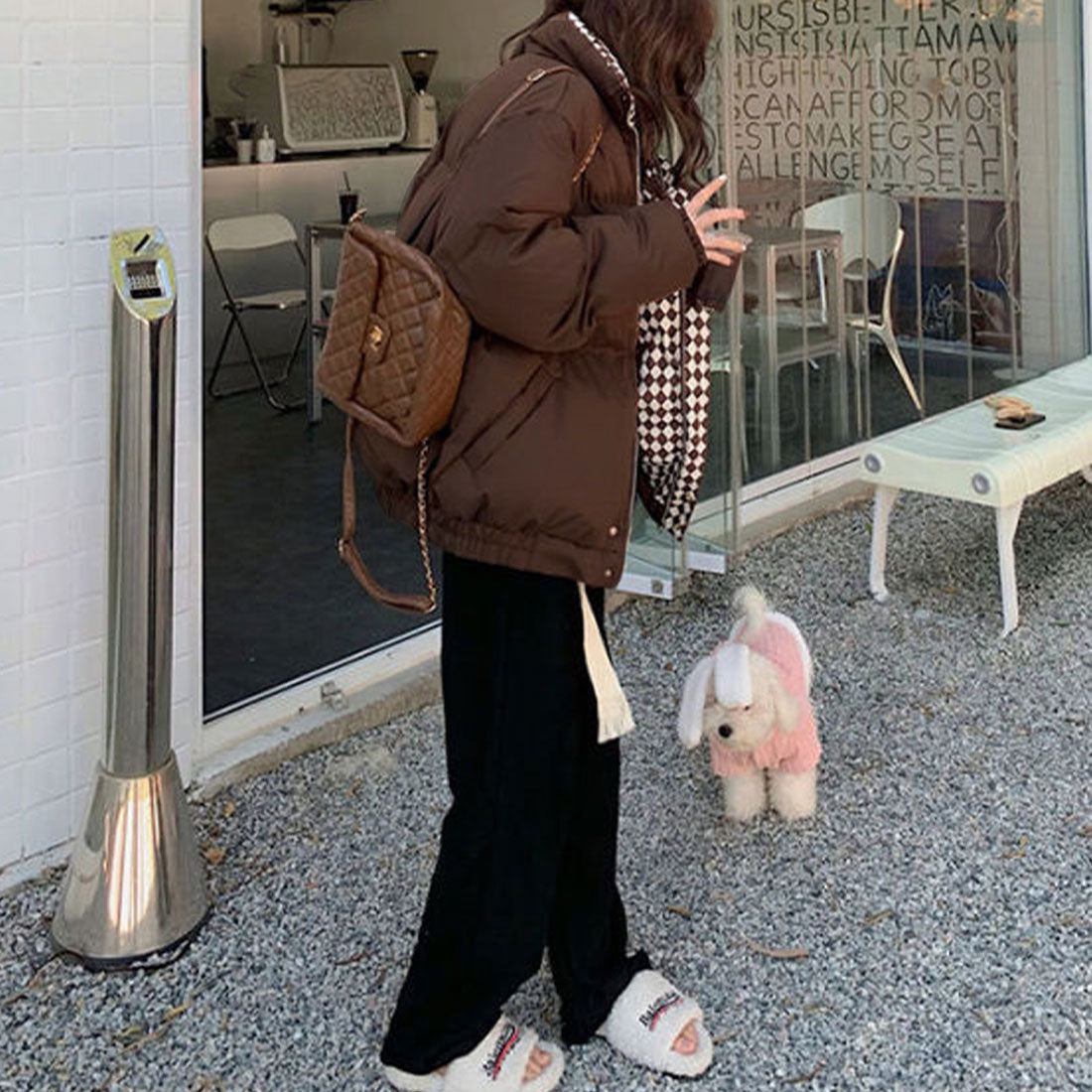 Amulet Volume Outerwear for Women, Outerwear, Long Sleeves, Autumn Clothes, Winter Clothes, Teens, 20s, 30s, Korean Fashion, Korea, Large Sizes, Streetwear, Outdoor, High Neck