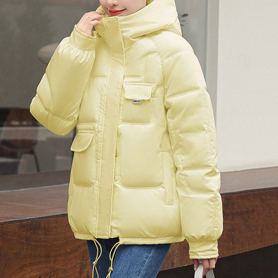 アミュレット Amulet フード付きアウター レディース アウター 長袖 無地 秋服 冬服 10代 20代 30代 韓国ファッション 韓国 大きいサイズ ストリート アウトドア ポケット