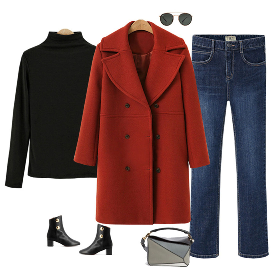 Amulet, collared chesterfield coat, women's outerwear, long sleeves, plain, autumn clothes, winter clothes, for teens, 20s, 30s, Korean fashion, Korean, office casual, simple