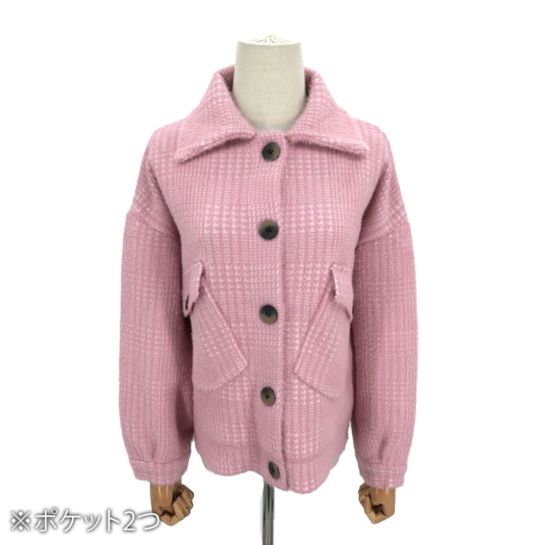 アミュレット Amulet チェック柄ジャケット レディース アウター 長袖 秋服 冬服 10代 20代 30代 韓国ファッション 韓国 ポケット 可愛い カジュアル