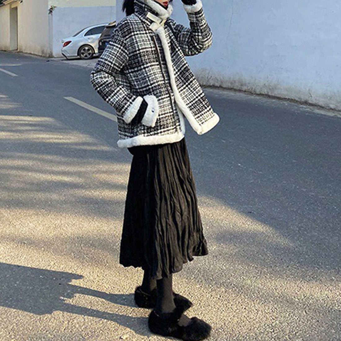 アミュレット Amulet ワッシャープリーツスカート レディース ボトムス 無地 ロング丈 秋服 冬服 10代 20代 30代 韓国ファッション 韓国 ウエストゴム 可愛い シンプル