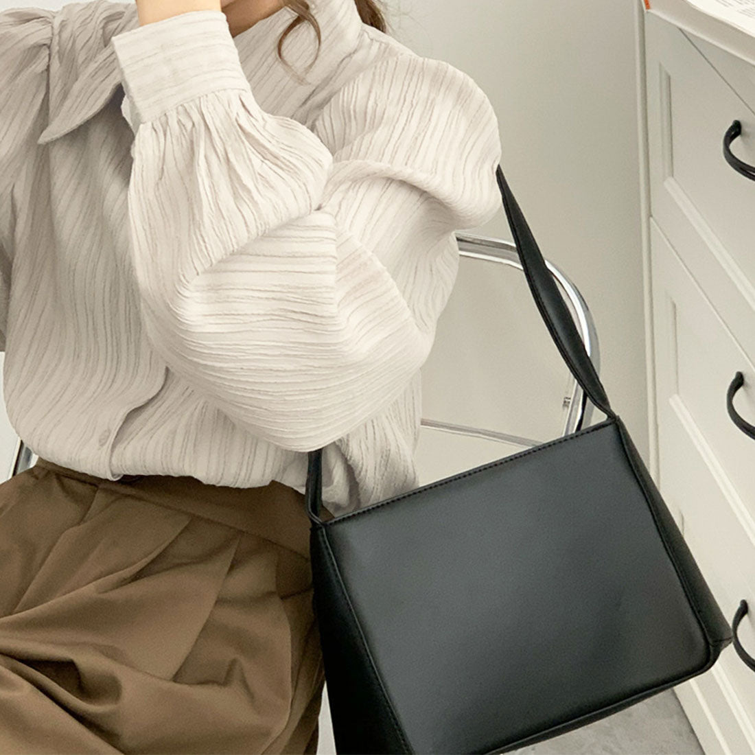 アミュレット Amulet ワッシャー加工シャツ レディース トップス 長袖 無地 10代 20代 30代 韓国ファッション 韓国 オフィスカジュアル シンプル 使い回し （ベージュ） ベージュ