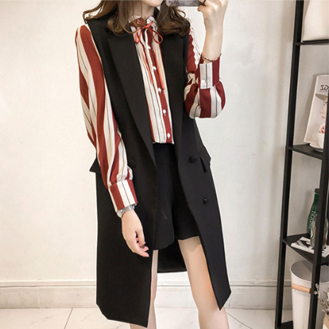アミュレット Amulet ノースリーブジャケット レディース アウター ジレ ベスト トップス 長袖 春 夏服 秋 韓国ファッション 10代 20代 30代 オフィスカジュアル 無地