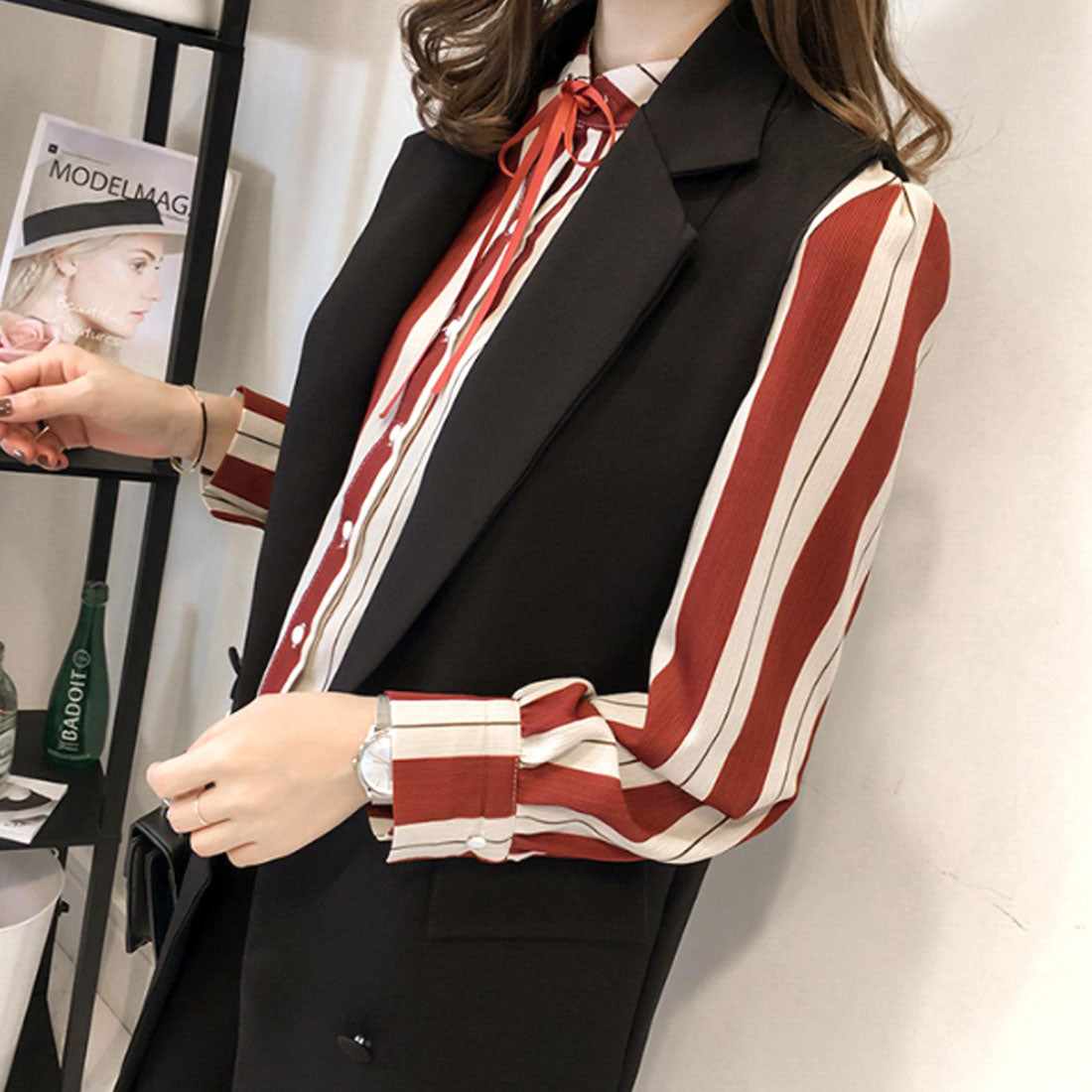 アミュレット Amulet ノースリーブジャケット レディース アウター ジレ ベスト トップス 長袖 春 夏服 秋 韓国ファッション 10代 20代 30代 オフィスカジュアル 無地