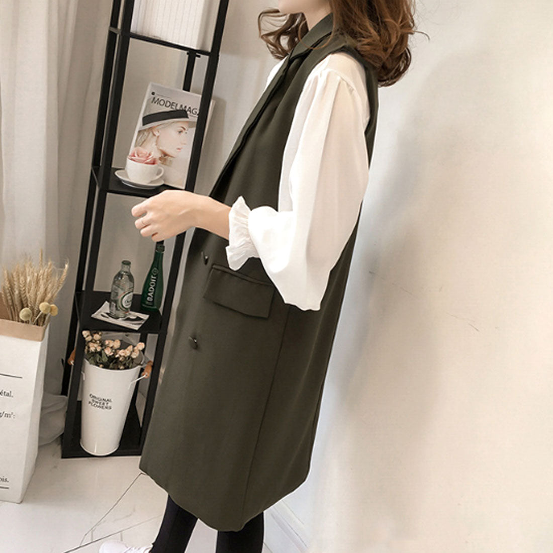 アミュレット Amulet ノースリーブジャケット レディース アウター ジレ ベスト トップス 長袖 春 夏服 秋 韓国ファッション 10代 20代 30代 オフィスカジュアル 無地