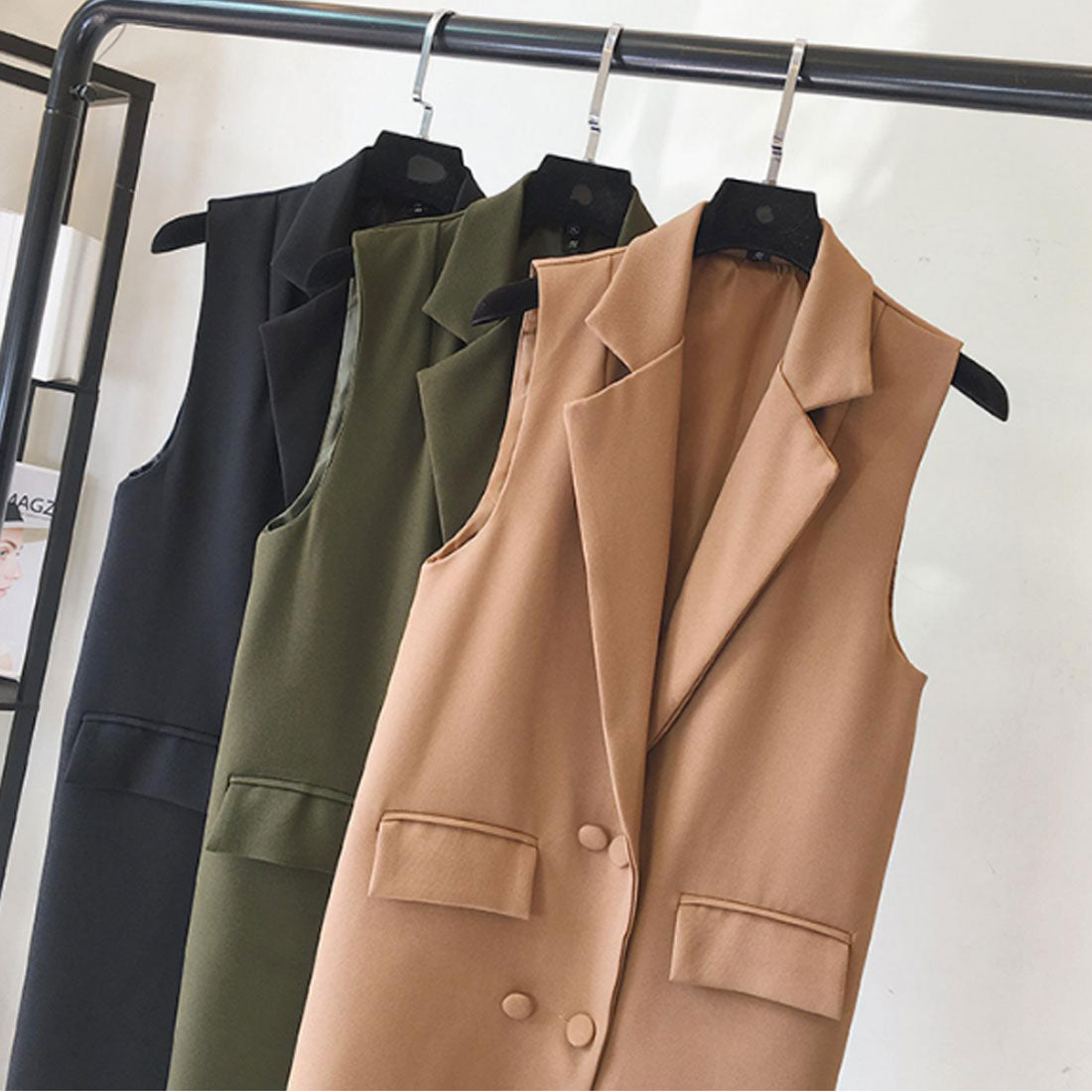 アミュレット Amulet ノースリーブジャケット レディース アウター ジレ ベスト トップス 長袖 春 夏服 秋 韓国ファッション 10代 20代 30代 オフィスカジュアル 無地
