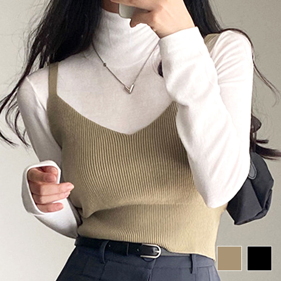 Amulet Short Knit Camisole Women's Tops Spring Summer Clothes Korean Fashion Teens 20s 30s Office Casual Summer Knit Layered Sexy