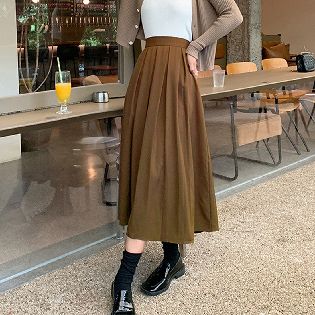 アミュレット Amulet プリーツロングスカート レディース ボトムス 春 夏服 韓国ファッション 10代 20代 30代 オフィスカジュアル フレア ミモレ丈 大きいサイズ