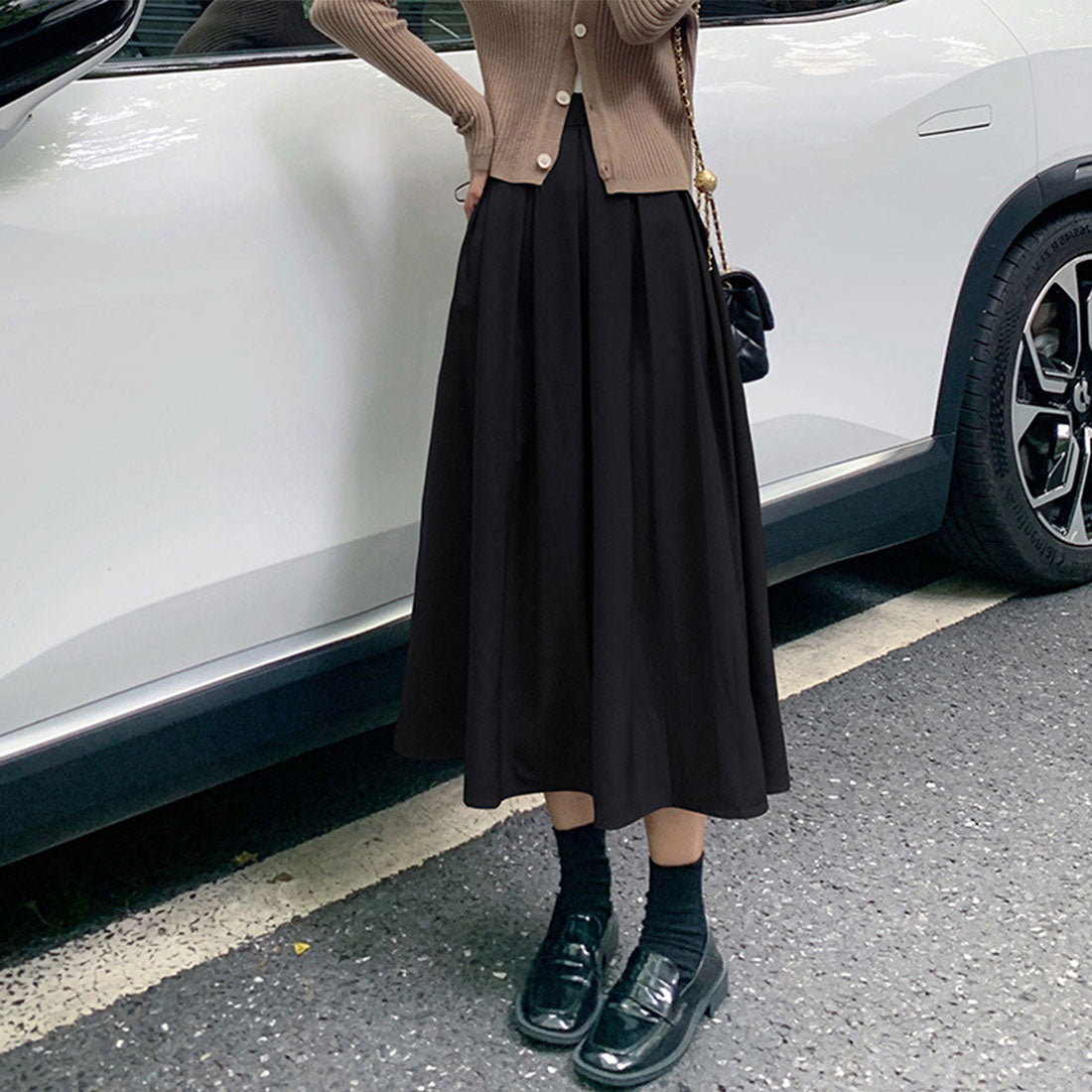 アミュレット Amulet プリーツロングスカート レディース ボトムス 春 夏服 韓国ファッション 10代 20代 30代 オフィスカジュアル フレア ミモレ丈 大きいサイズ