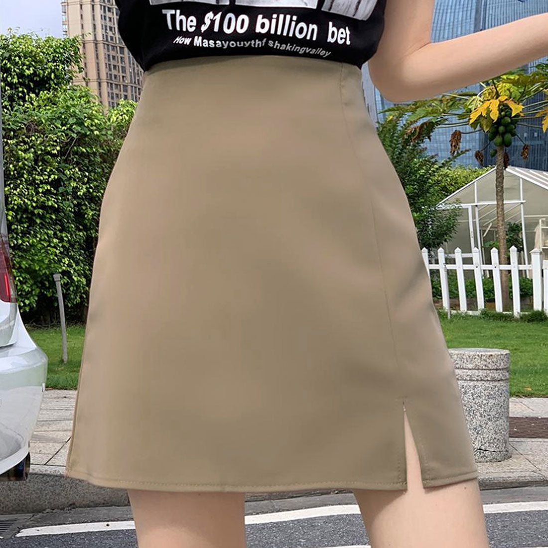アミュレット Amulet ミニスリットスカート 春 夏服 秋 韓国ファッション 10代 20代 30代 ショート 無地 ミニ丈 レディース おしゃれ タイトミニスカート