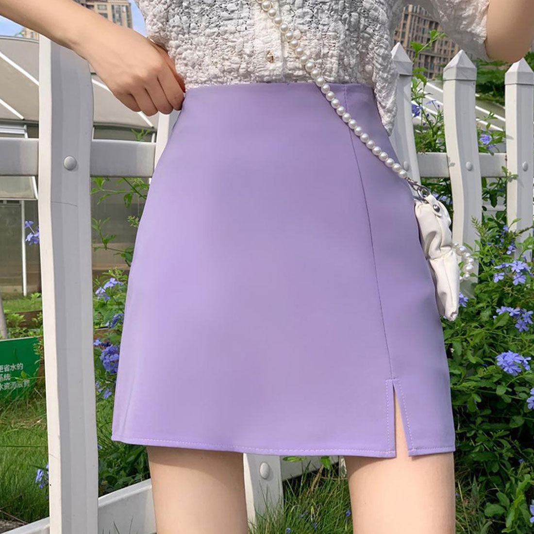 アミュレット Amulet ミニスリットスカート 春 夏服 秋 韓国ファッション 10代 20代 30代 ショート 無地 ミニ丈 レディース おしゃれ タイトミニスカート