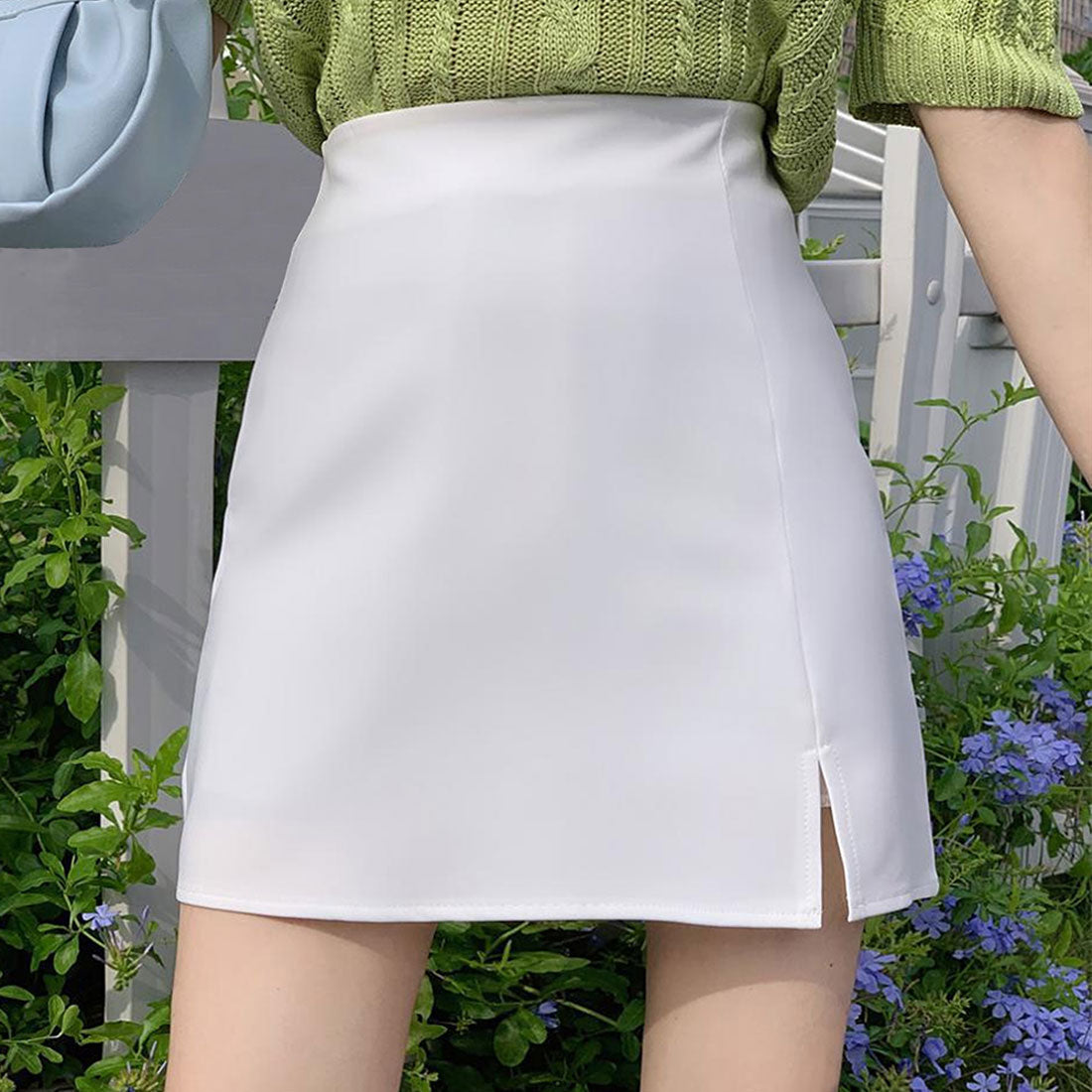 アミュレット Amulet ミニスリットスカート 春 夏服 秋 韓国ファッション 10代 20代 30代 ショート 無地 ミニ丈 レディース おしゃれ タイトミニスカート