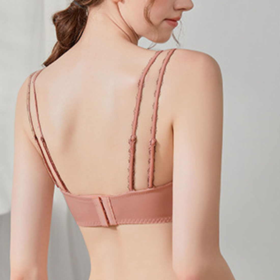 アミュレット Amulet ダブルストラップブラジャー＆ショーツセット レース 下着 ランジェリー 谷間 ブラショーツ セクシー ブラセット バック透け フルバック ストラップ 【返品不可商品】