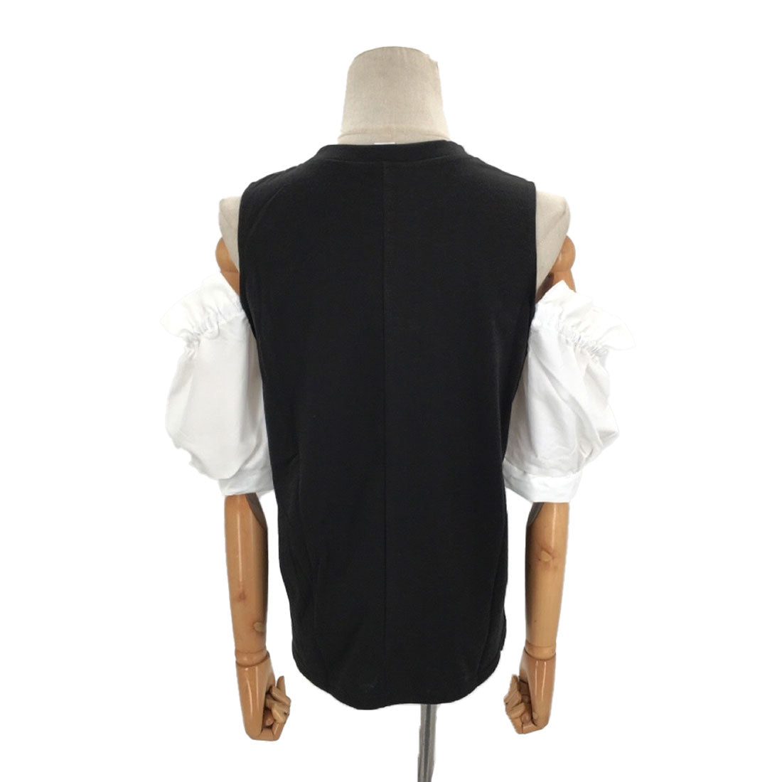アミュレット Amulet オープンショルダーブラウス 春 夏服 秋 韓国ファッション 10代 20代 30代 肩出し 切り替え パフスリーブ ガーリー 大人カジュアル （ホワイト） ホワイト