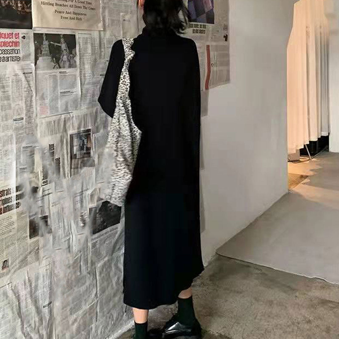 Amuret護身符高脖子內部一件女士，她20多歲，30多歲，時尚休閒可愛的縫隙長袖長袖春季，秋季冬季