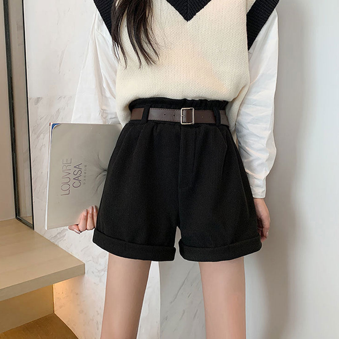 Amuret Amulet護身符短褲女士在20多歲，30多歲，30年代，時尚休閒腰帶高腰部可愛的春季 /夏季秋季秋季