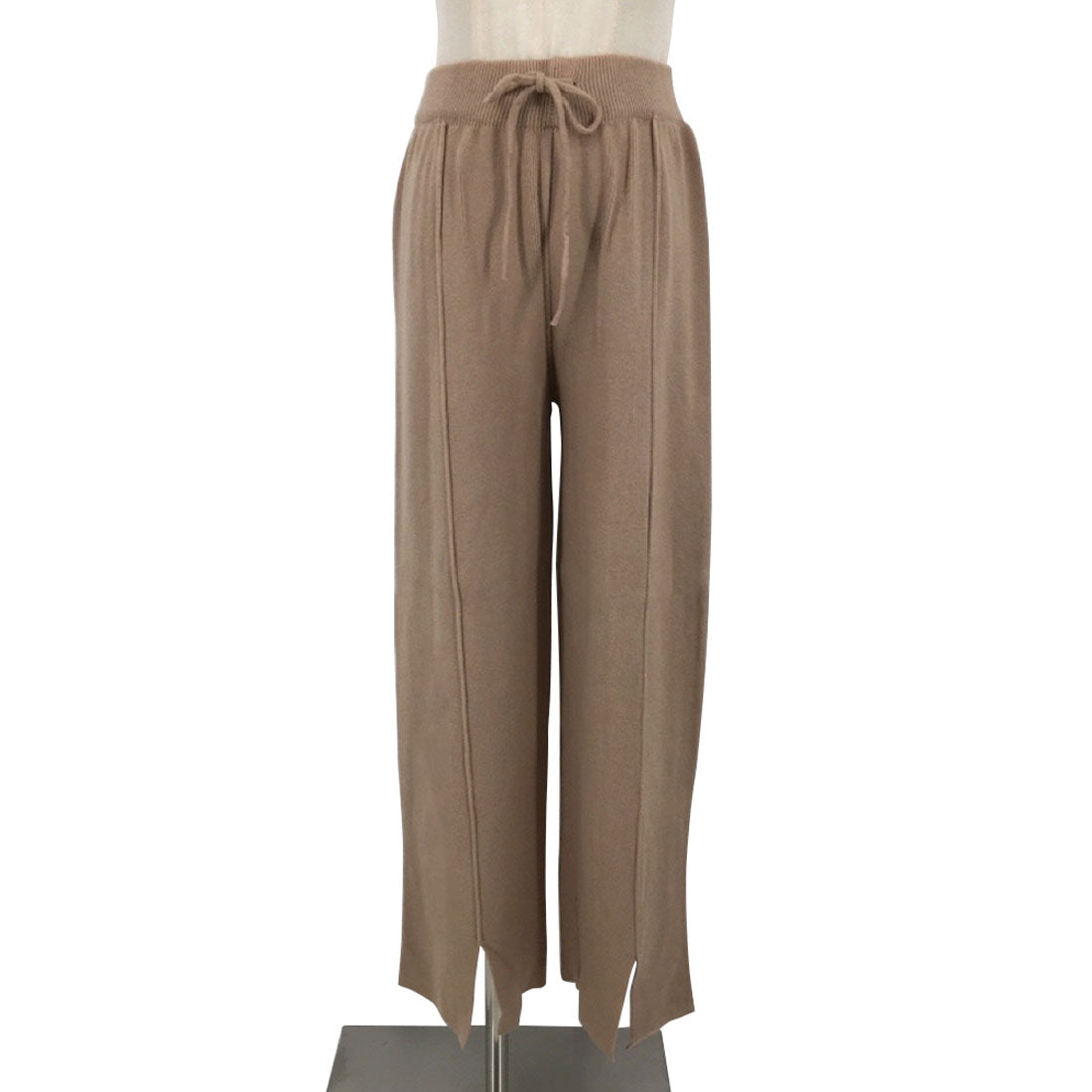 アミュレット Amulet スリットセンタープレスパンツ 春 秋 冬 韓国ファッション 10代 20代 30代 レディース 黒 白 カジュアル シンプル 無地 ロングボトムス