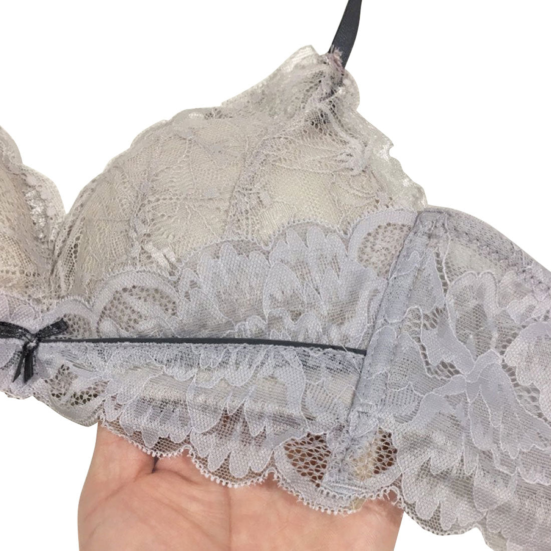 アミュレット Amulet バイカラーノンワイヤーブラジャー＆ショーツセット 下着 ランジェリー 谷間 ブラショーツ セクシー 可愛い ブラセット ストラップ リボン レース【返品不可商品】