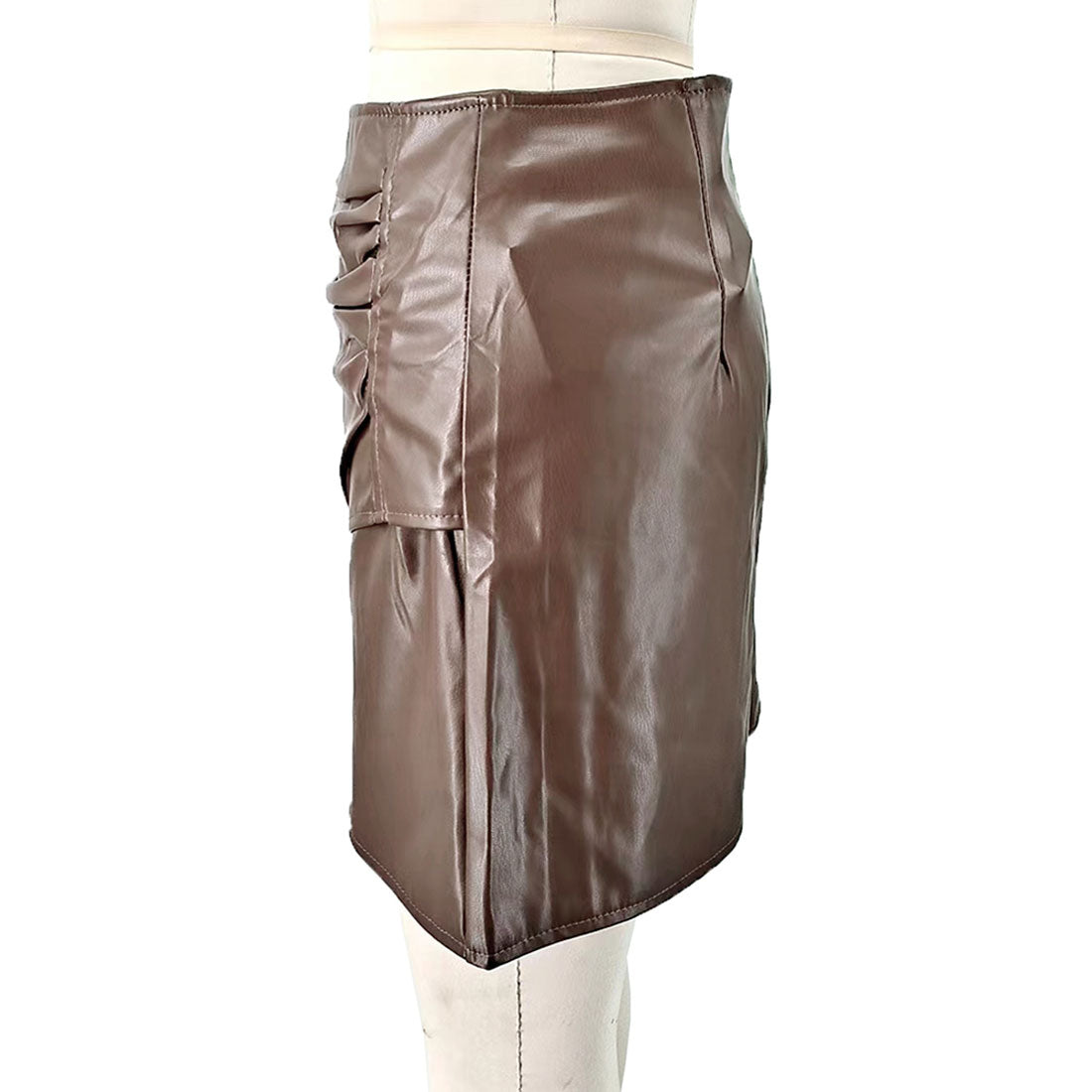 Amulet Fake Leather Mini Skirt for Women Teens 20s 30s Korean Fashion