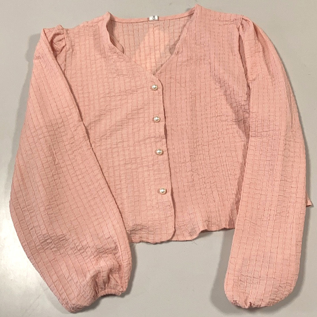 Amulet Ribbon Blouse Women's 10s 20s 30s Korean Fashion Casual Shirt Tops V-Neck Cute Long Sleeve Stylish Girly Spring