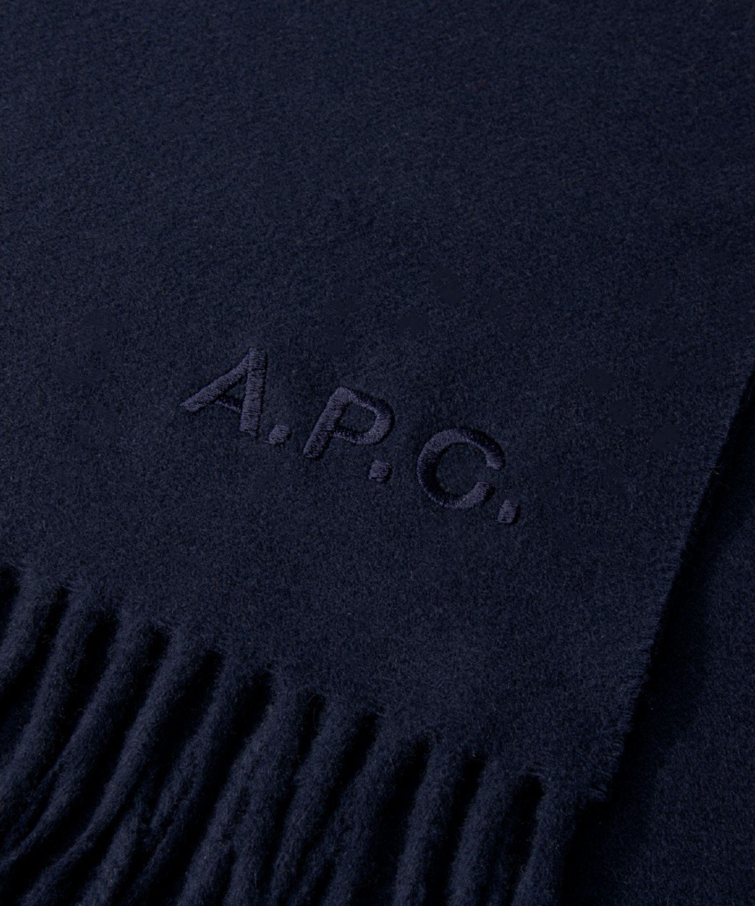 A.P.C. WOAFE M15171 Scarf for Women, Apparel, Wool Stole, Logo Embroidery, Echarpe, Ambroise, Brodee, Plain, 195 x 35, Cold Protection