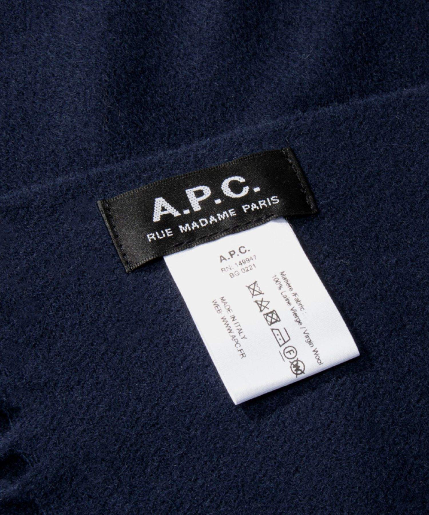 A.P.C. WOAFE M15171 Scarf for Women, Apparel, Wool Stole, Logo Embroidery, Echarpe, Ambroise, Brodee, Plain, 195 x 35, Cold Protection