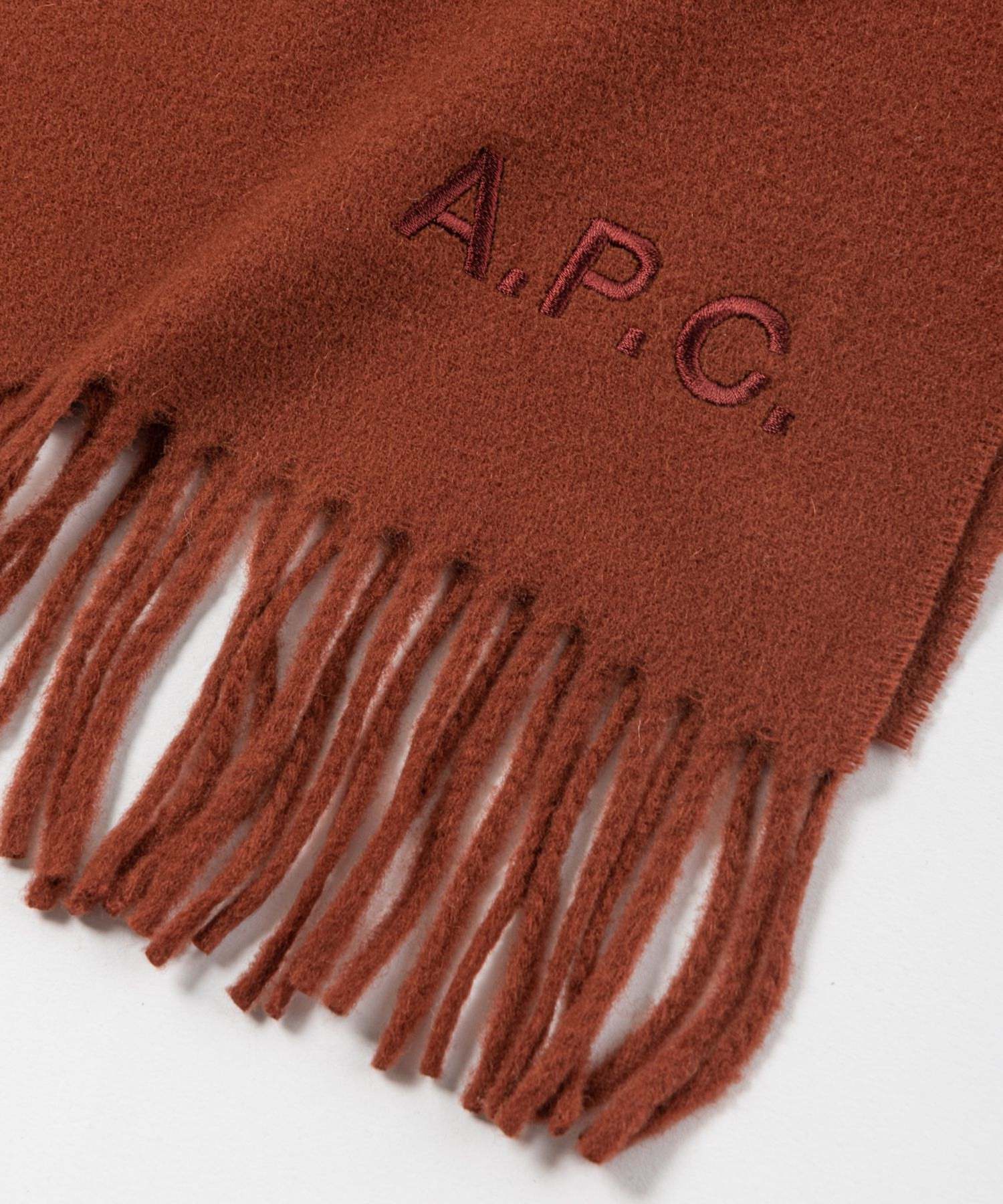 A.P.C. WOAFE M15171 Scarf for Women, Apparel, Wool Stole, Logo Embroidery, Echarpe, Ambroise, Brodee, Plain, 195 x 35, Cold Protection
