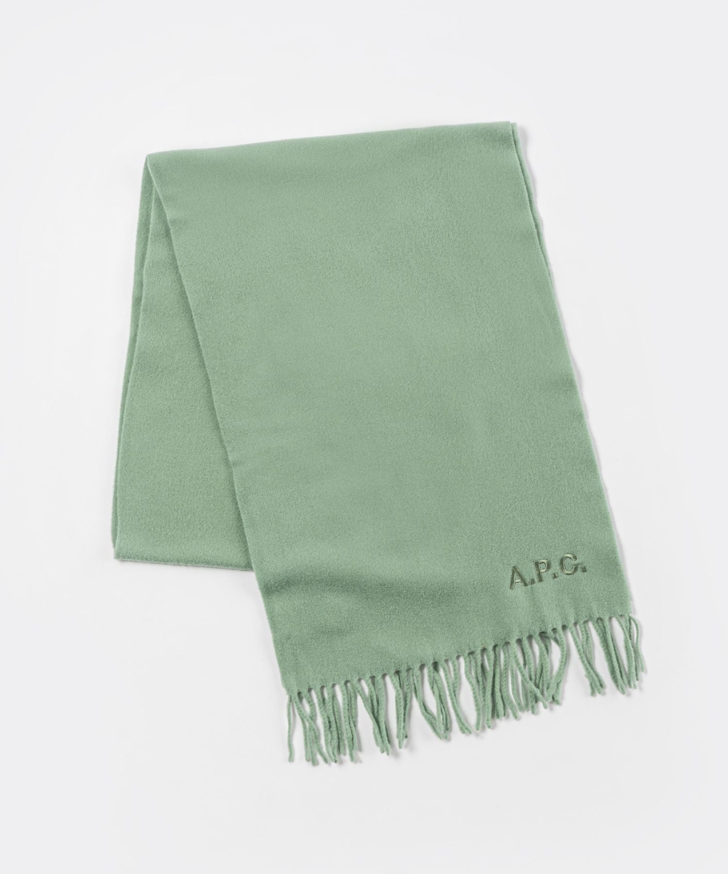 A.P.C. WOAFE M15171 Scarf for Women, Apparel, Wool Stole, Logo Embroidery, Echarpe, Ambroise, Brodee, Plain, 195 x 35, Cold Protection