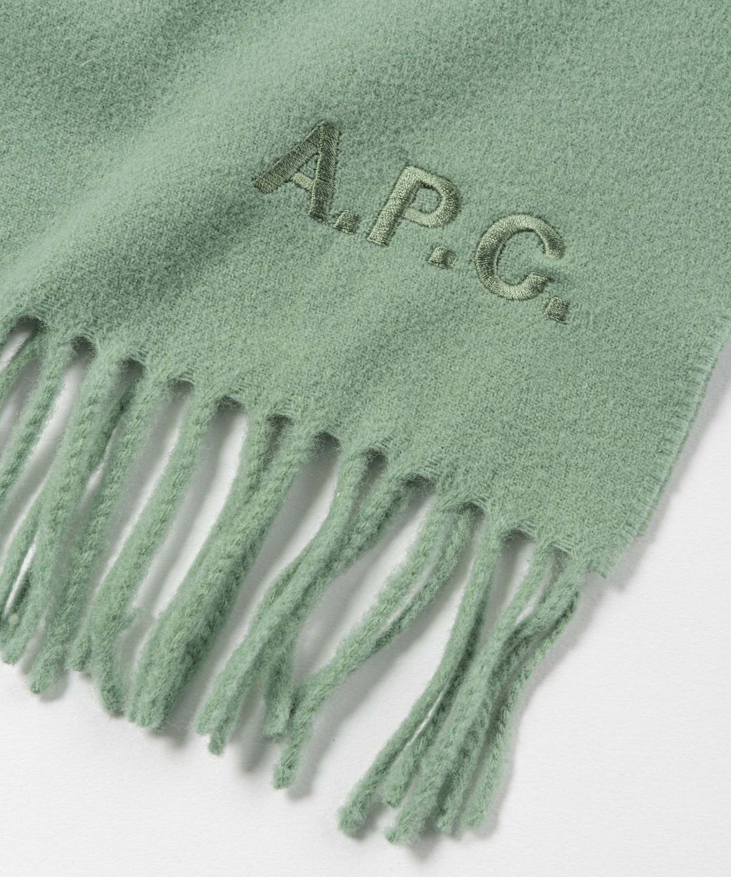 A.P.C. WOAFE M15171 Scarf for Women, Apparel, Wool Stole, Logo Embroidery, Echarpe, Ambroise, Brodee, Plain, 195 x 35, Cold Protection