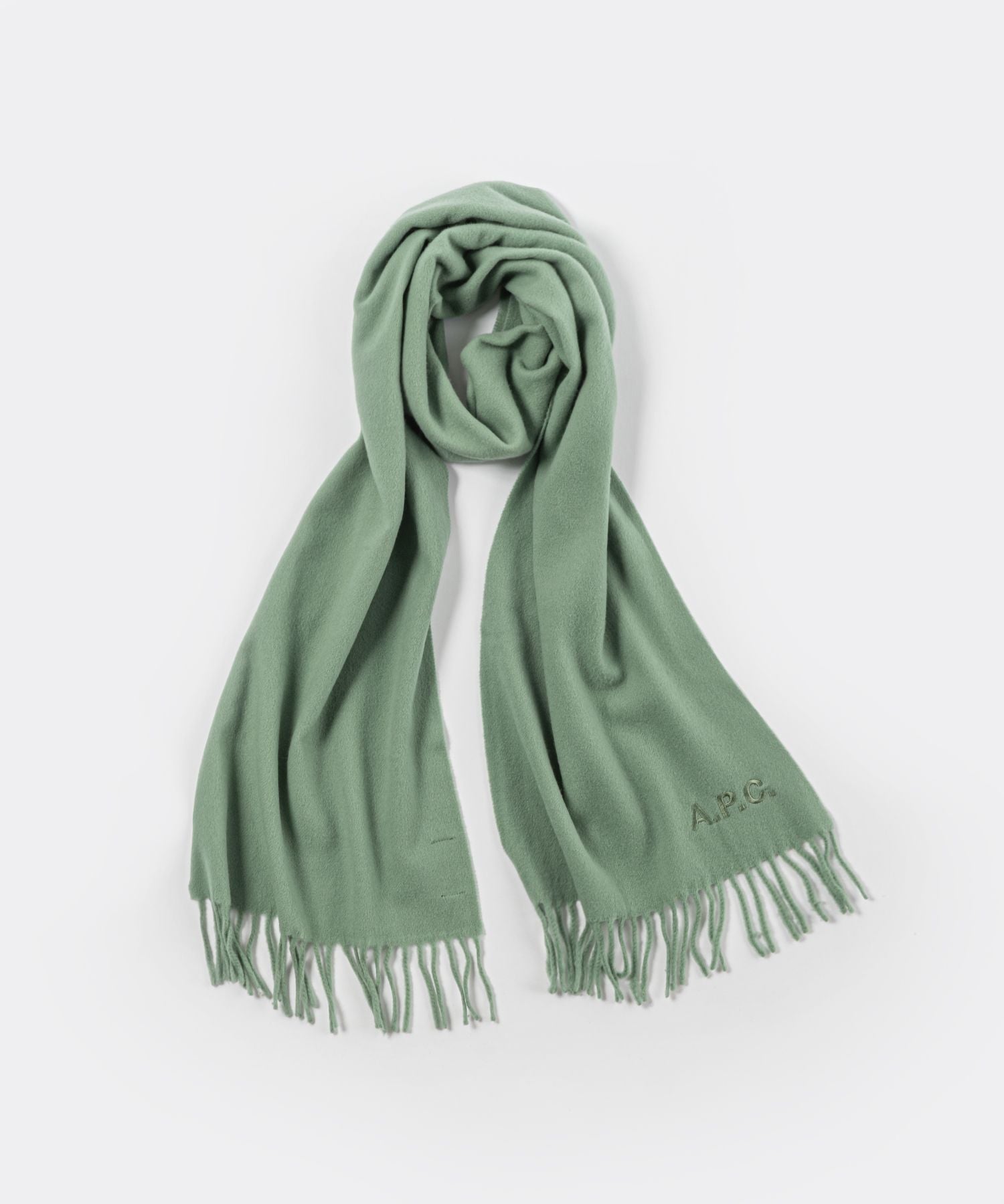 A.P.C. WOAFE M15171 Scarf for Women, Apparel, Wool Stole, Logo Embroidery, Echarpe, Ambroise, Brodee, Plain, 195 x 35, Cold Protection