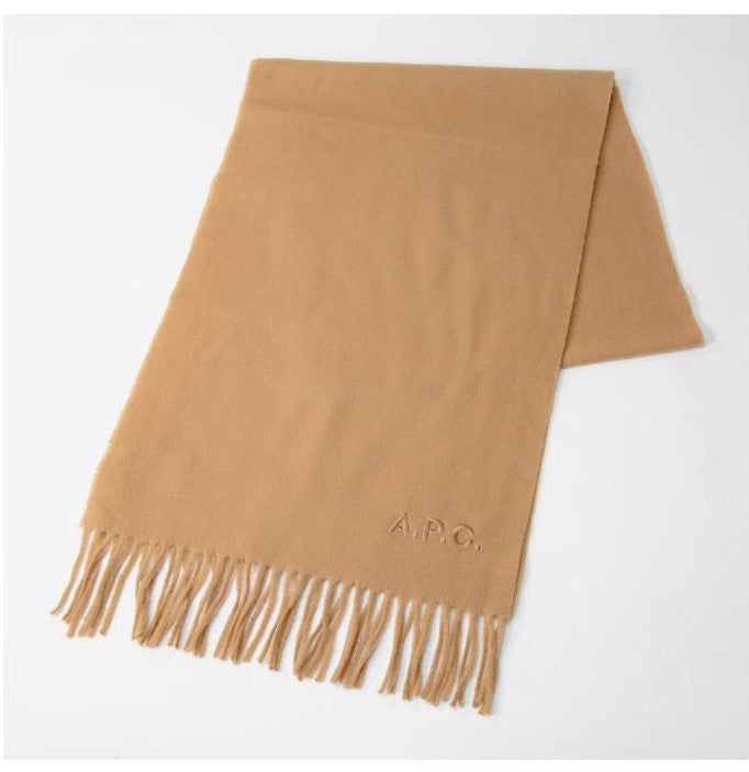 A.P.C. WOAFE M15171 Scarf for Women, Apparel, Wool Stole, Logo Embroidery, Echarpe, Ambroise, Brodee, Plain, 195 x 35, Cold Protection