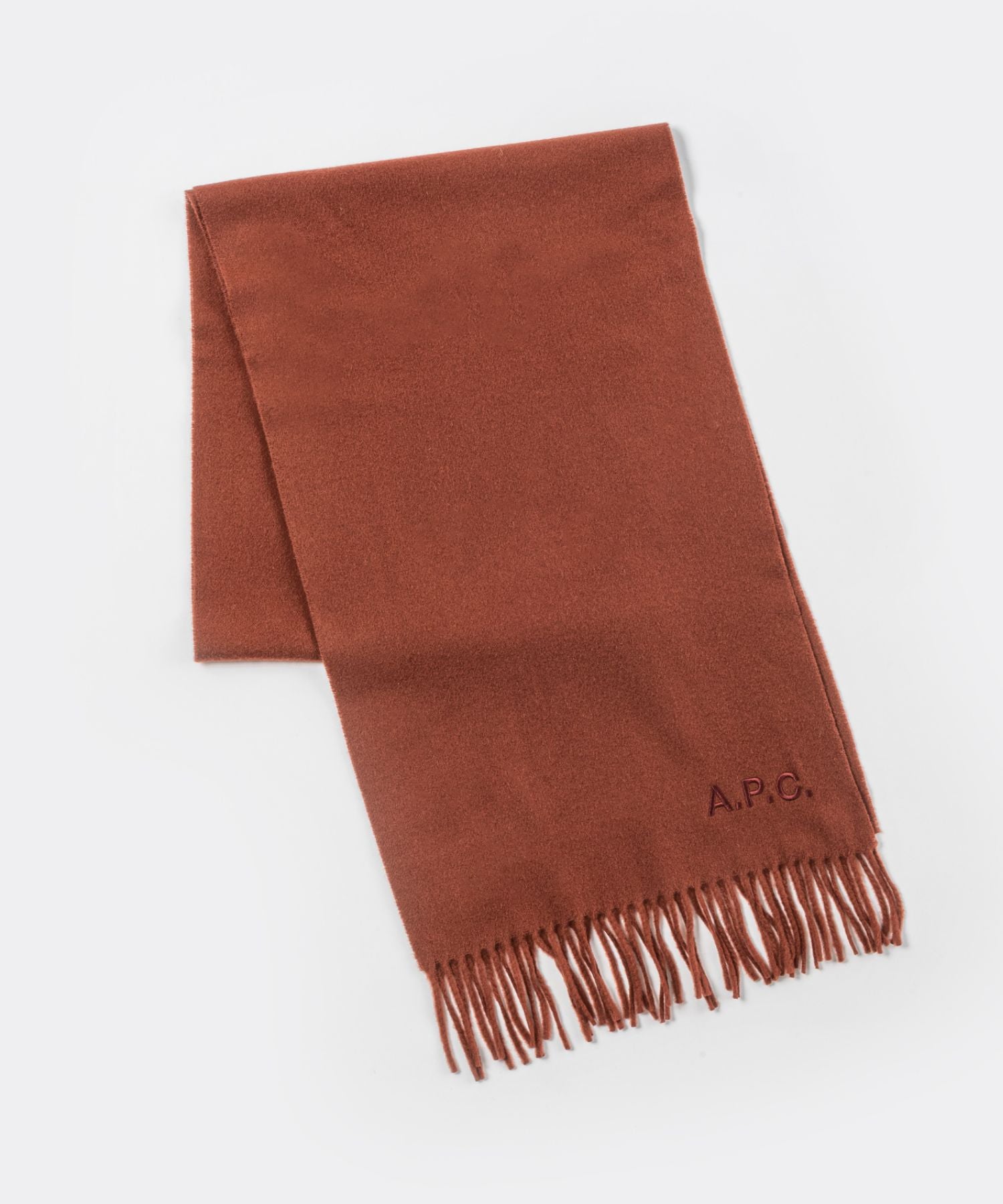 A.P.C. WOAFE M15171 Scarf for Women, Apparel, Wool Stole, Logo Embroidery, Echarpe, Ambroise, Brodee, Plain, 195 x 35, Cold Protection