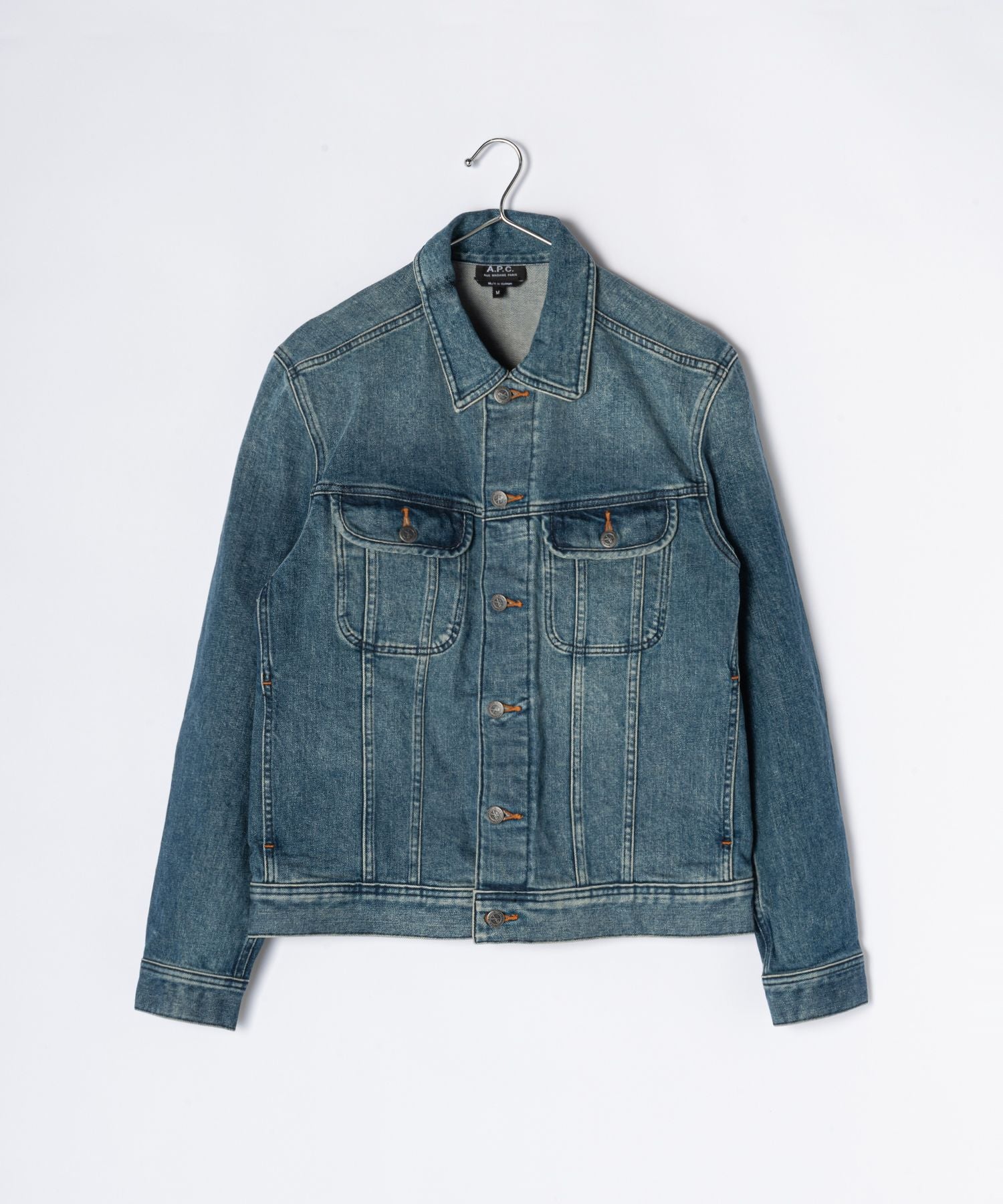 A.P.C. COZZK H02223 Jacket Men's Outerwear Denim Jacket Long Sleeve Street Regular Fit Simple Outdoor XXS ML Indigo