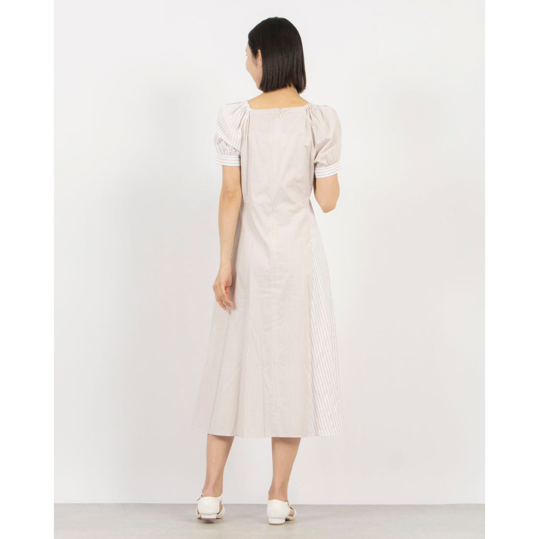アロムリリー Arumlily アシンメトリーストライプワンピース （ベージュ） ベージュ