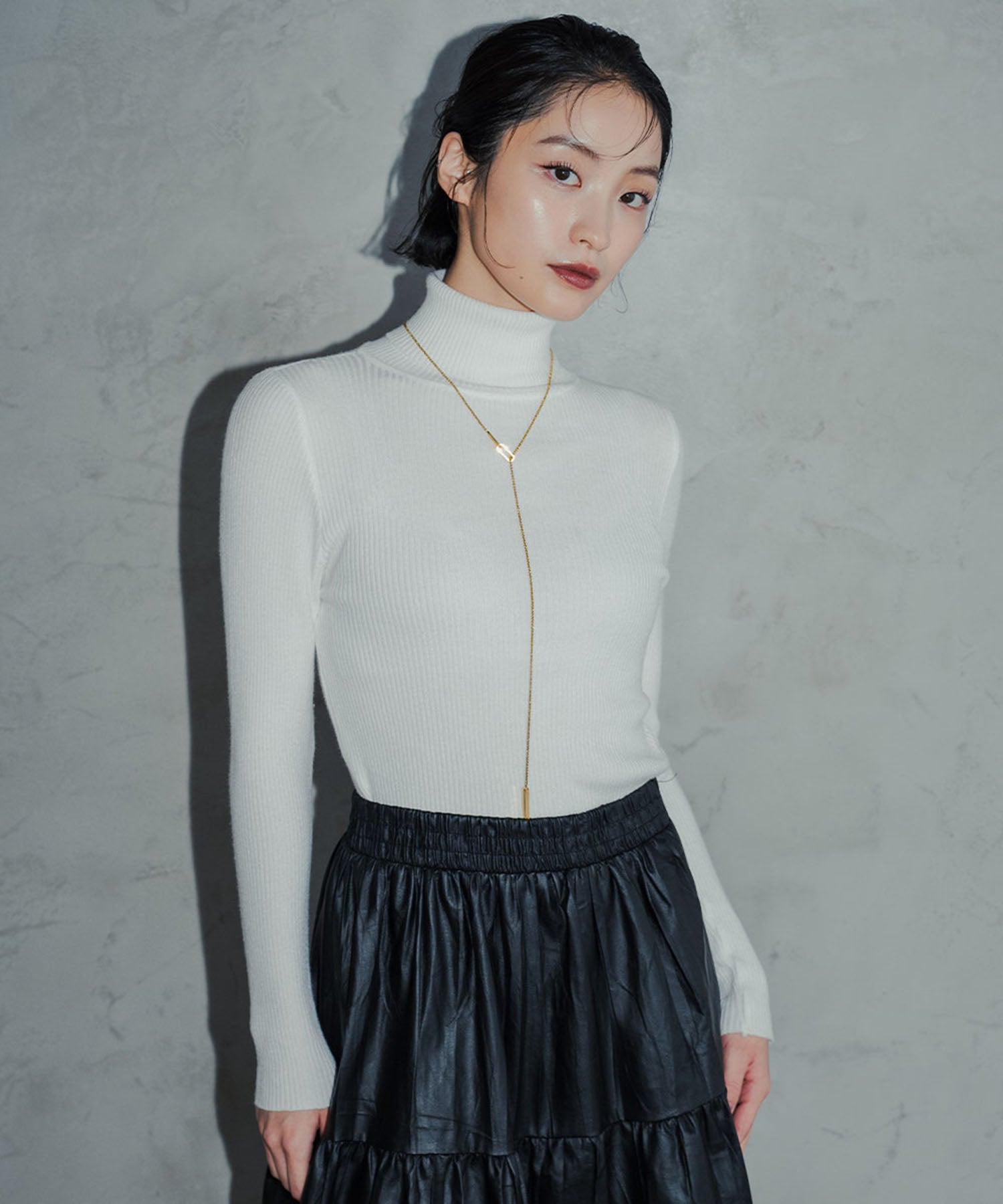 アンピルーラ Ampirula ハイネックニットプルオーバー （ホワイト） ホワイト