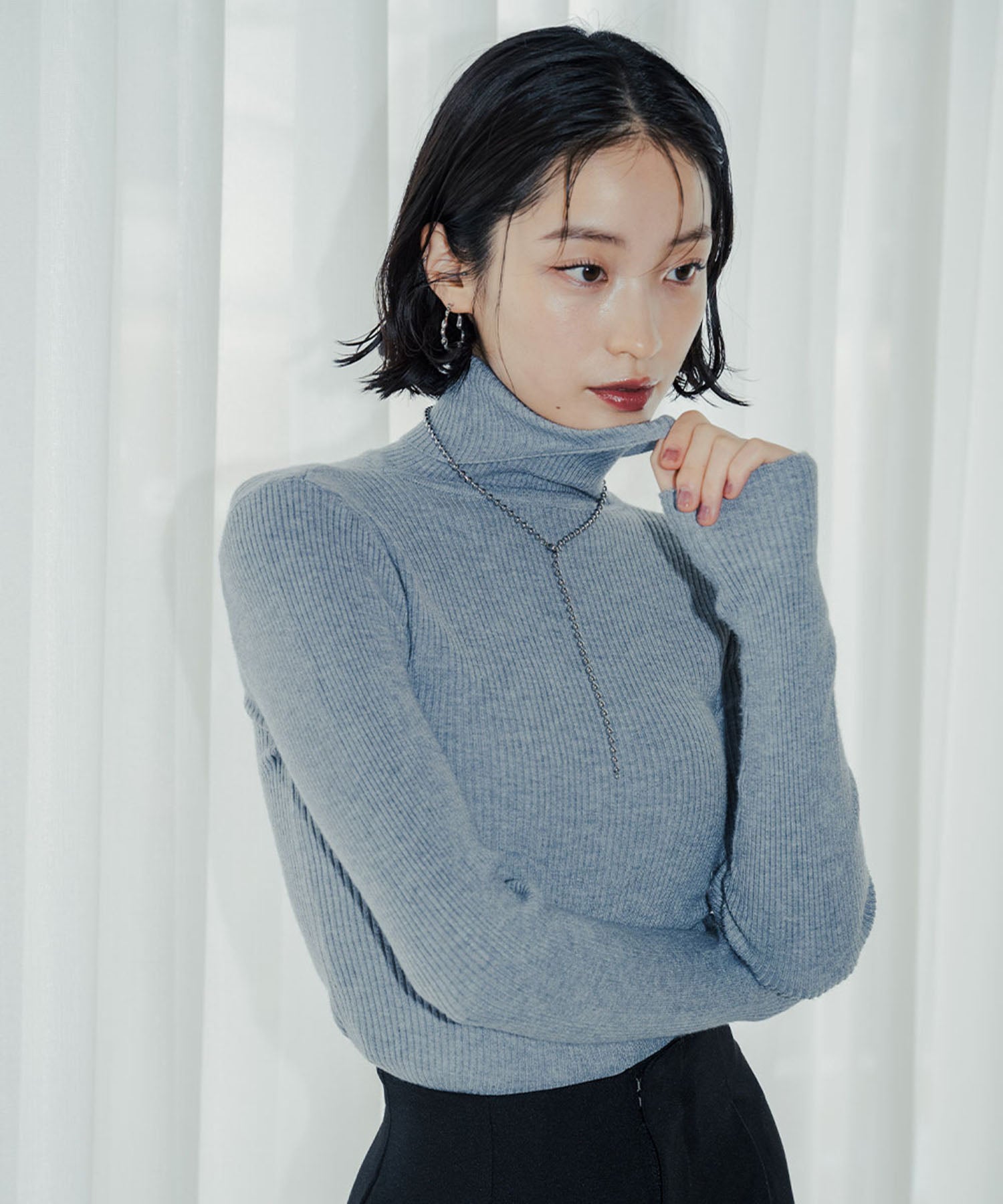 アンピルーラ Ampirula ハイネックニットプルオーバー （グレー） グレー