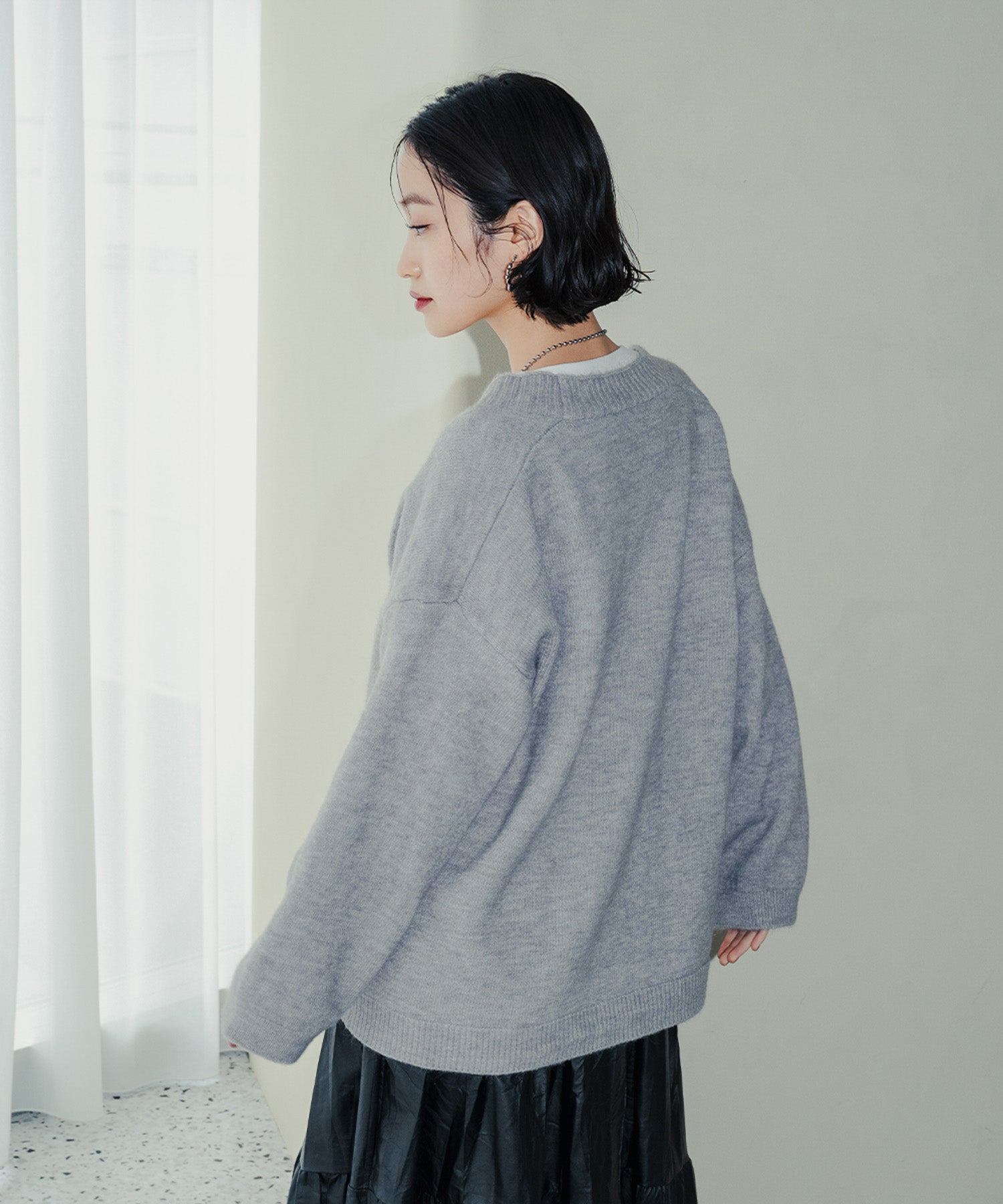 アンピルーラ Ampirula Vネックオーバーニットカーディガン （グレー） グレー