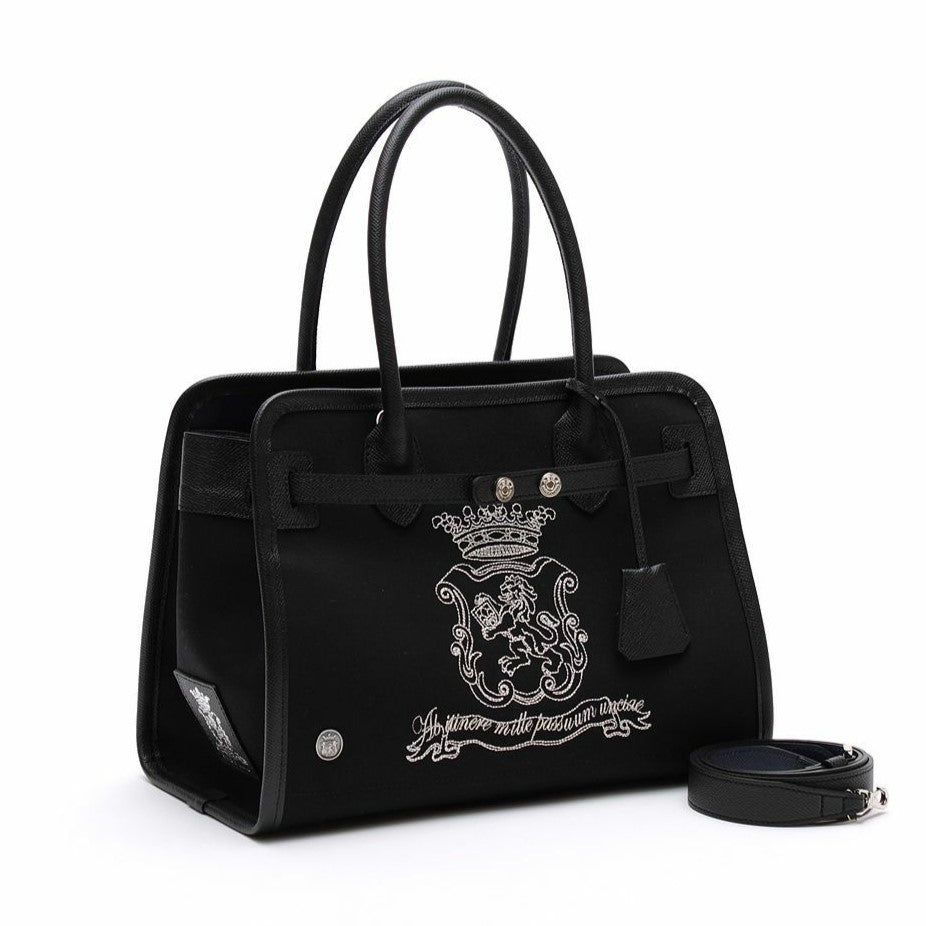アクセソワ ドゥ マドモワゼル A.D.M.J. オフィサー/マーキス刺しゅうヘリ巻きボストン28cm NAVY （BLACK） BLACK