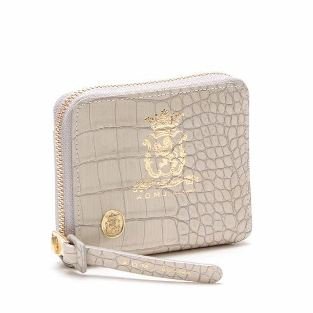 【日本製 |軽量】アクセソワ ドゥ マドモワゼル A.D.M.J. クロコ型押しスモールウォレット （WHITE PEARL） WHITE PEARL