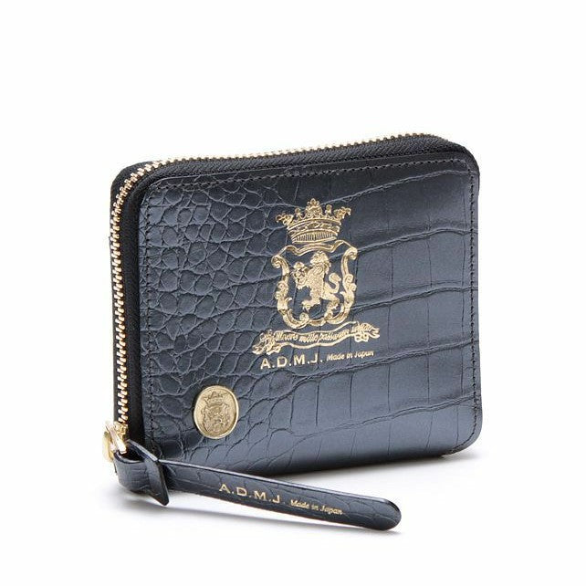 【日本製 |軽量】アクセソワ ドゥ マドモワゼル A.D.M.J. クロコ型押しスモールウォレット （ONYX PEARL） ONYX PEARL