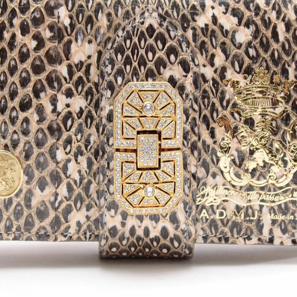 【日本製 |軽量】アクセソワ ドゥ マドモワゼル A.D.M.J. スネークレザーアールデコパース （CARINATA NATURAL GOLD） CARINATA NATURAL GOLD
