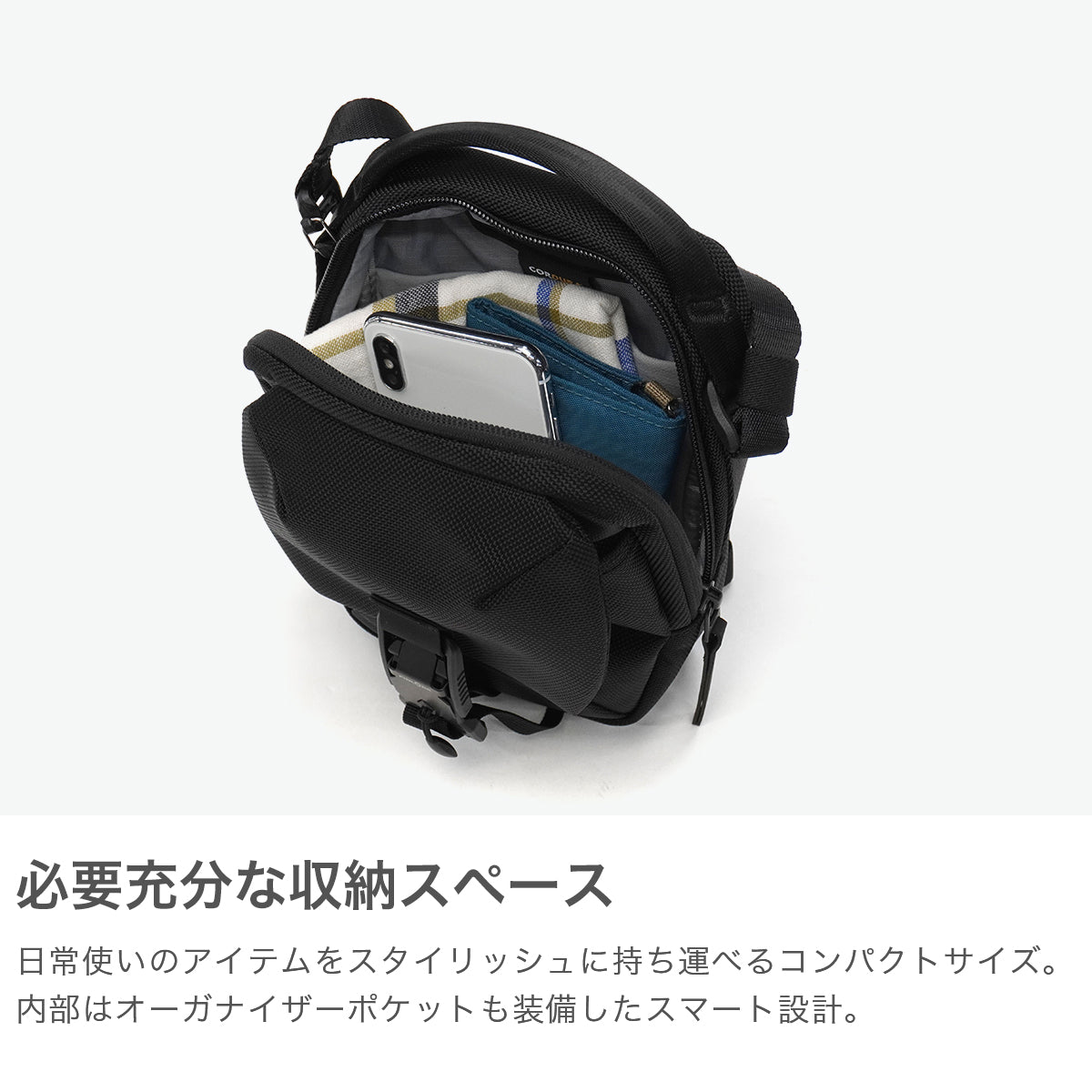 エアー Aer ショルダーバッグ メンズ レディース 軽量 バッグ 小さめ 斜めがけ ブランド 縦型 軽い 小さい ミニショルダー ナイロン 斜めがけバッグ City Collection Street Sling （Black） Black