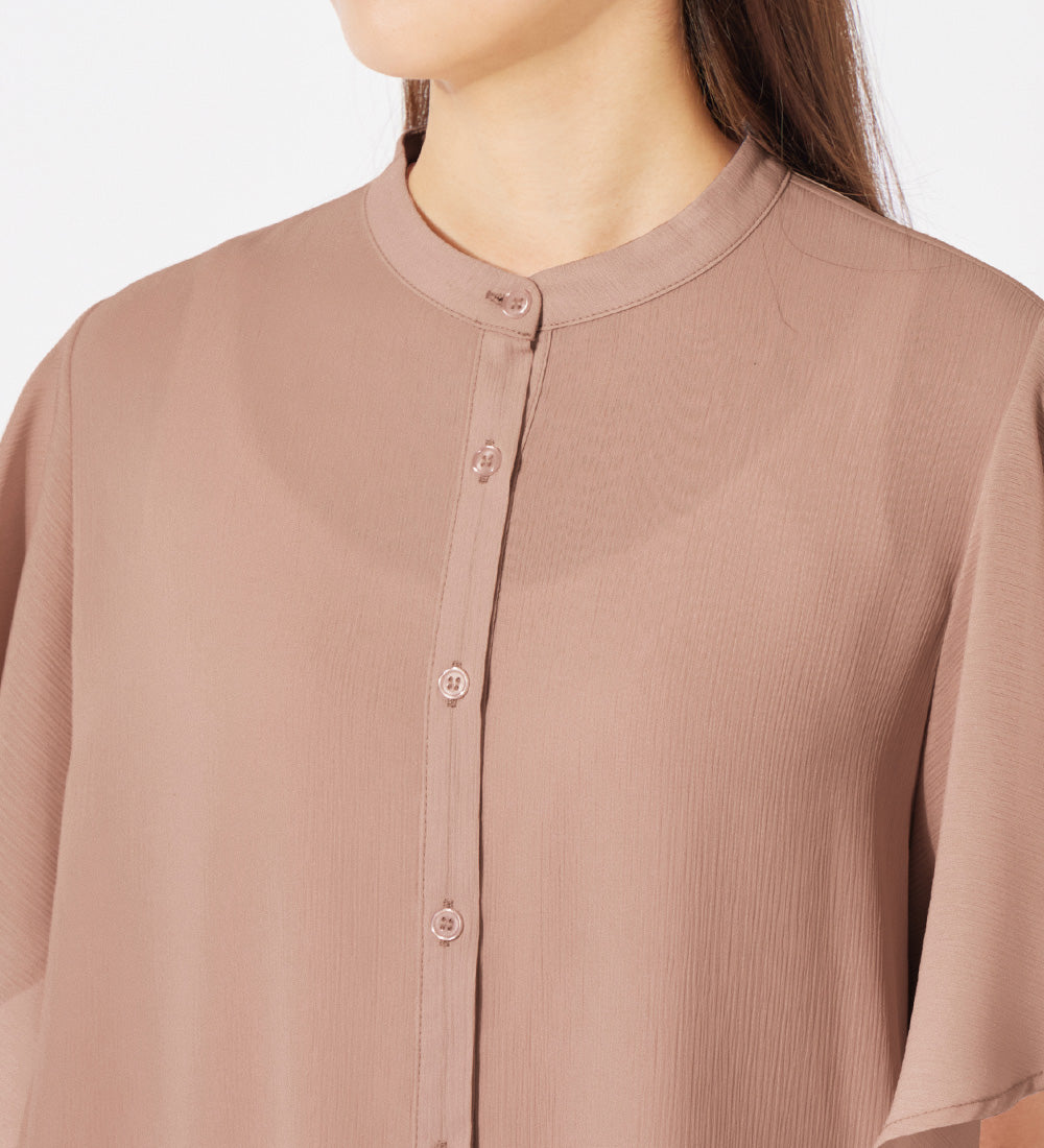 アロッタ Alotta 楊柳シフォンバンドカラーブラウス （ブラック） ブラック