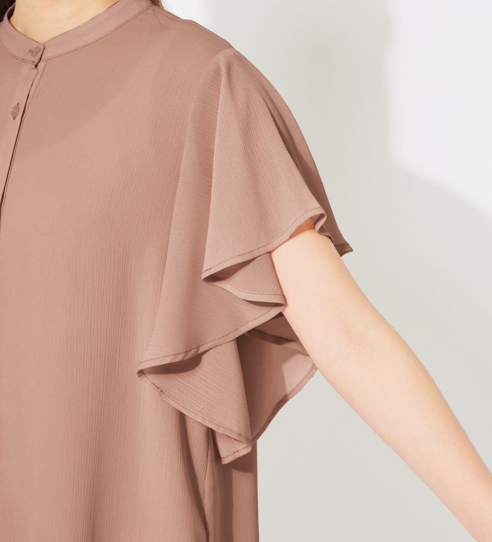 アロッタ Alotta 楊柳シフォンバンドカラーブラウス （ブラック） ブラック