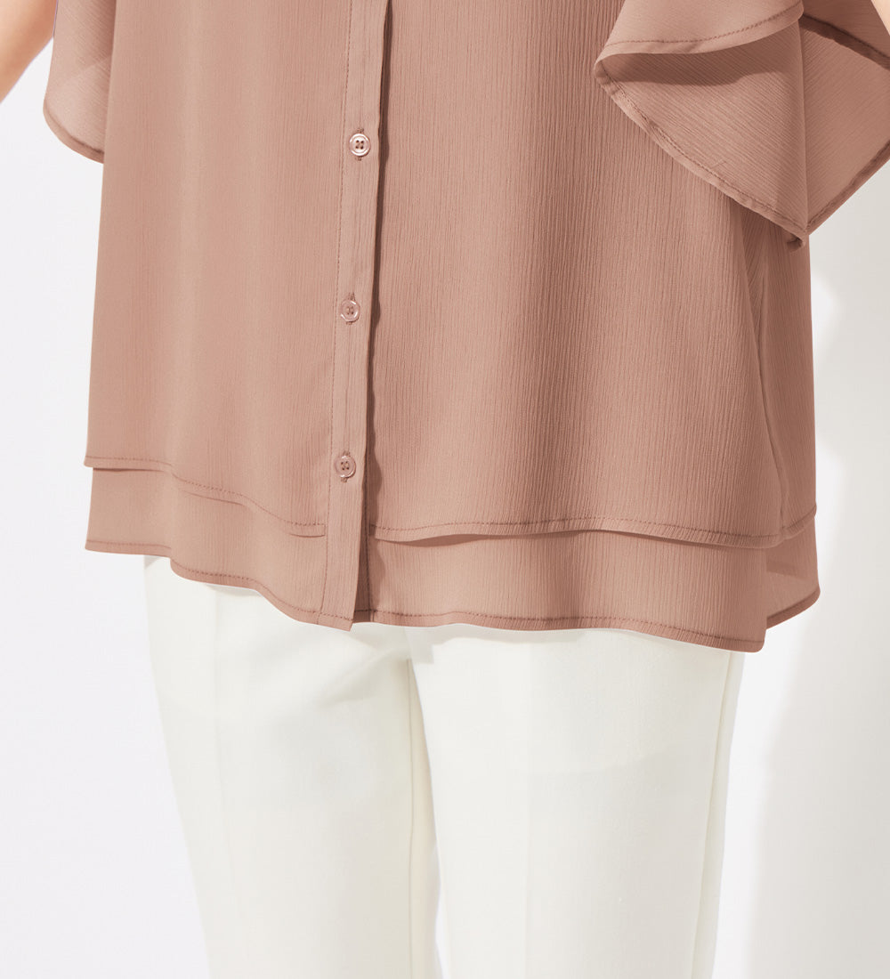 アロッタ Alotta 楊柳シフォンバンドカラーブラウス （ブラック） ブラック