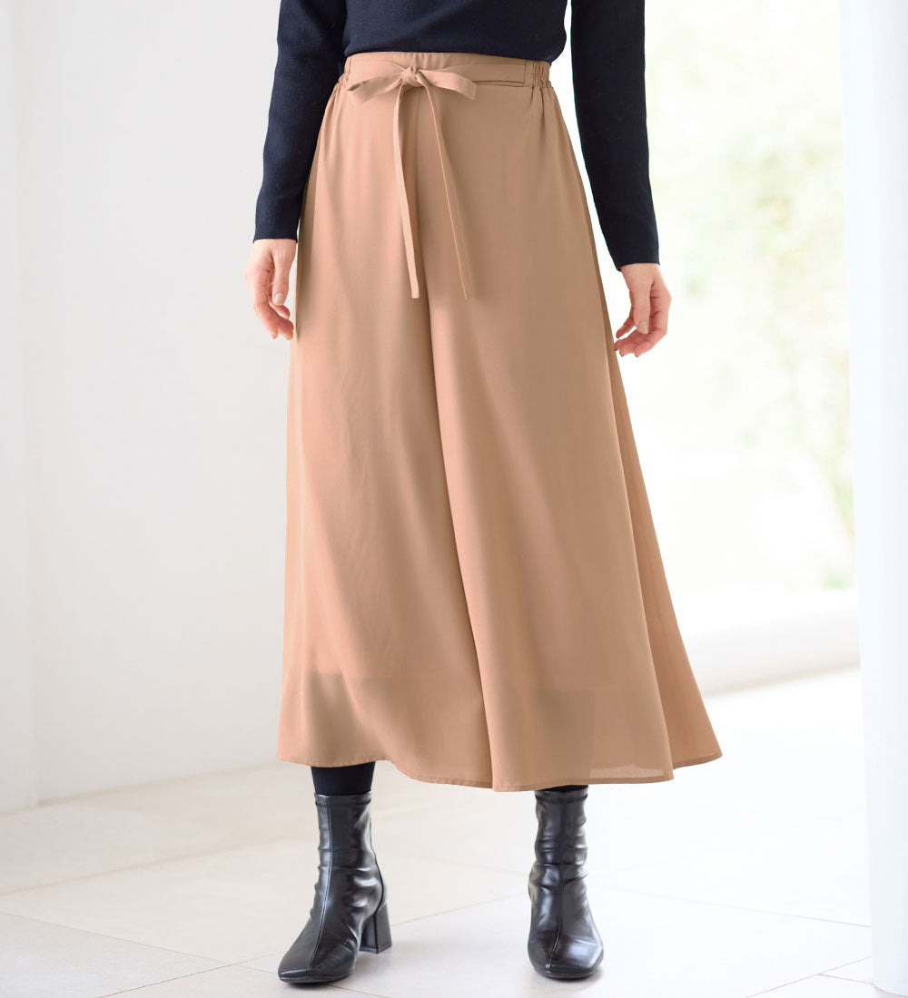 アロッタ Alotta あったか裏地付ふんわりワイドパンツ （オレンジベージュ） オレンジベージュ